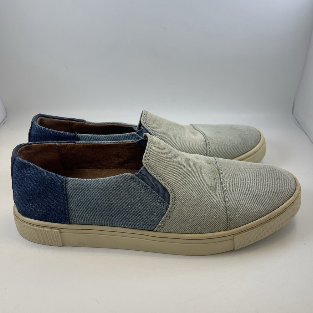 Frye Shoes Womens 5.5 Gemma Casual Slip Ons Sneakers Flats Blue Denim Cap Toe